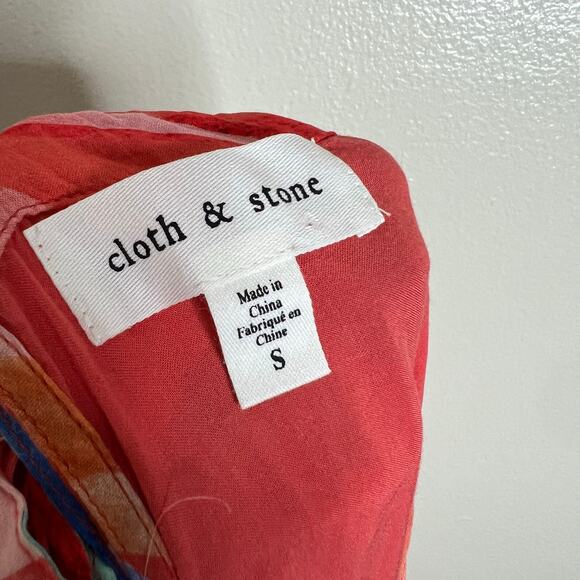 Cloth & Stone Midi Dress SMALL Red Abstract Print Beach Vacation Halter Tie NEW - Picture 5 of 11